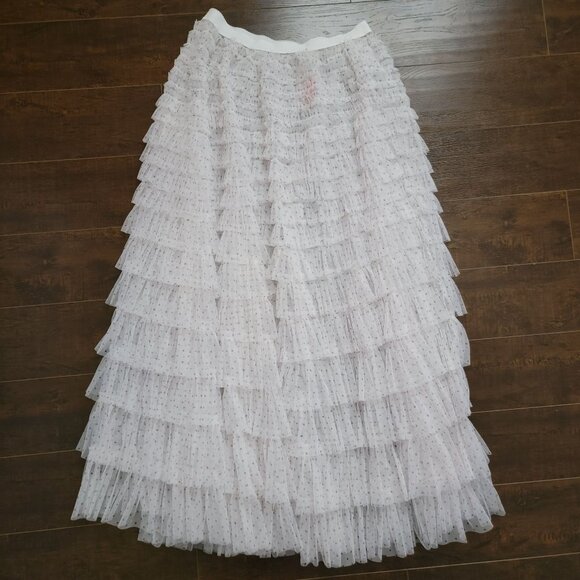 Free People Return of The Ruffle Maxi Skirt Womens M Whimsical Fairy Sheer - Picture 2 of 6